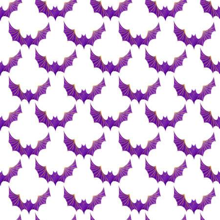 Hand drawn watercolor seamless pattern with Halloween batの写真素材
