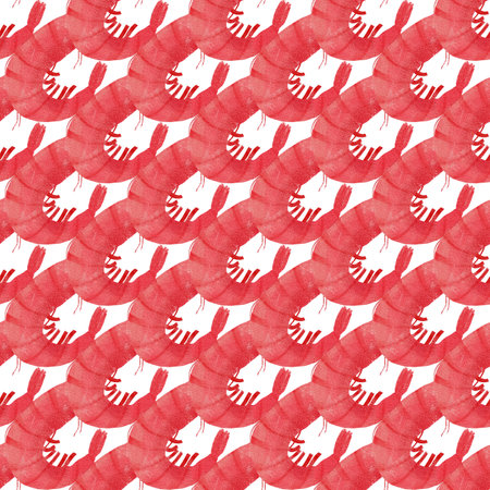 Seamless watercolor pattern with hand-drawn shrimps.の写真素材