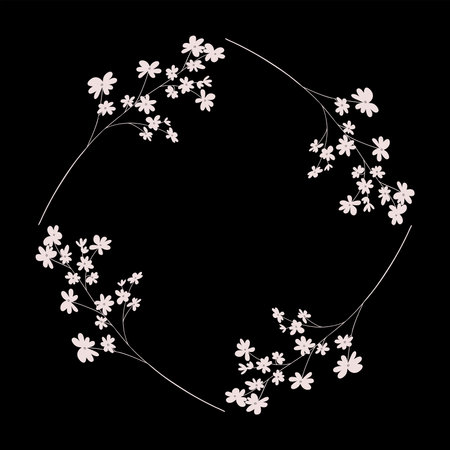 Hand-painted delicate floral frame, a wreath of pink small flowersのイラスト素材
