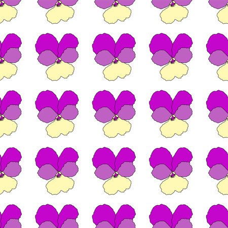 Vector seamless pattern with pansies, floral background of flowersのイラスト素材