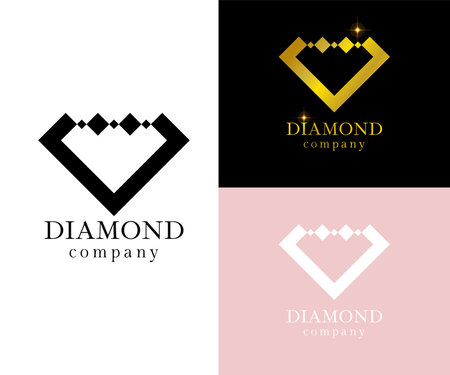 Vector diamond logo, jewelry company icon, gemstone brand nameのイラスト素材
