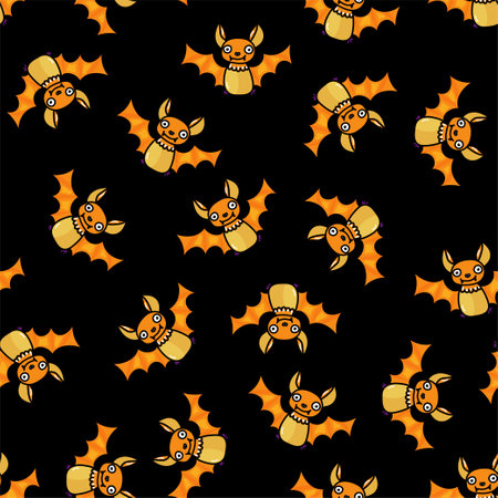 Hand drawn vector seamless pattern with Halloween batのイラスト素材