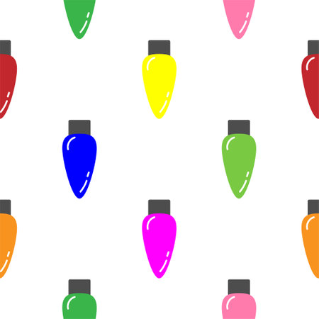 Vector seamless pattern with Christmas lights, light garlandsのイラスト素材