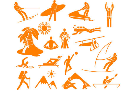 Types of rest and vacation - 17 iconsのイラスト素材