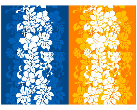 Hawaiian Floral Seamless Background with Hibiscusのイラスト素材