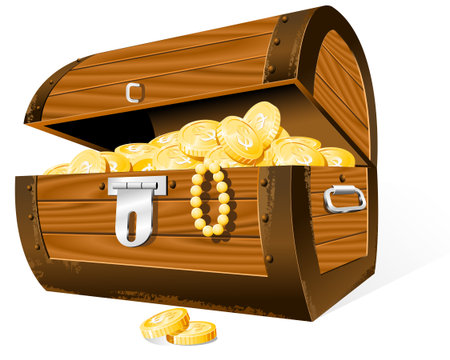 Opened Treasure Chest  isolated on the whiteのイラスト素材