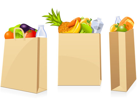 Grocery shopping bagsのイラスト素材