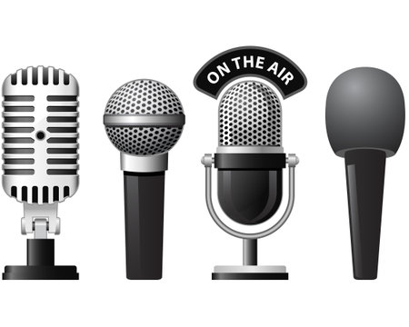 Set of retro and modern microphones in different stylesのイラスト素材