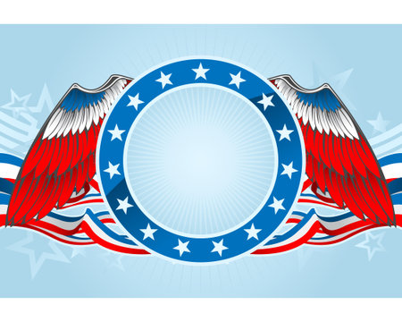 Fourth of july blank frame with wings and ribbonsのイラスト素材