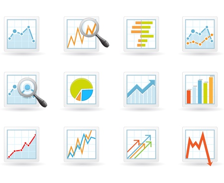 Statistics and analytics icons with charts and diagramsのイラスト素材