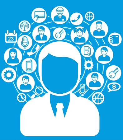 Social network and connections concept icons and avatarsのイラスト素材