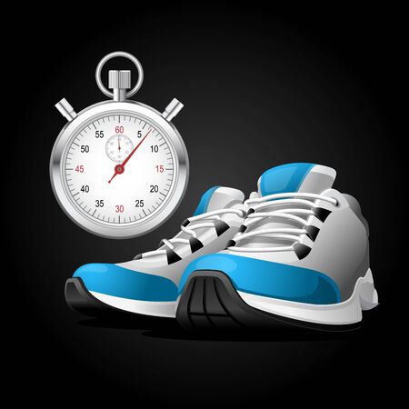 Pair of running shoes and stopwatch - healthy lifestyleのイラスト素材