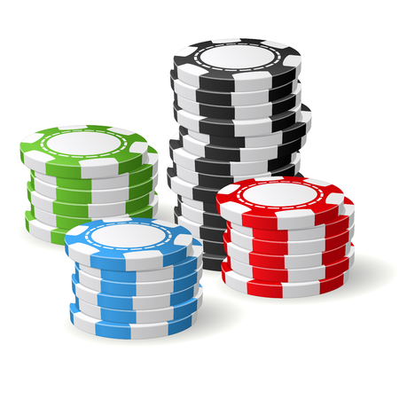 Casino chips stacks - gambling chips four pilesのイラスト素材