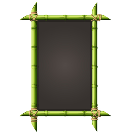 Blackboard in square bamboo frame - menu signboardのイラスト素材