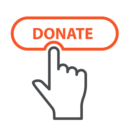 Finger press Donate button - charity and crowdfunding concept iconのイラスト素材