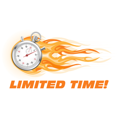 Stopwatch in flame - limited time offer banner, sale promotionのイラスト素材