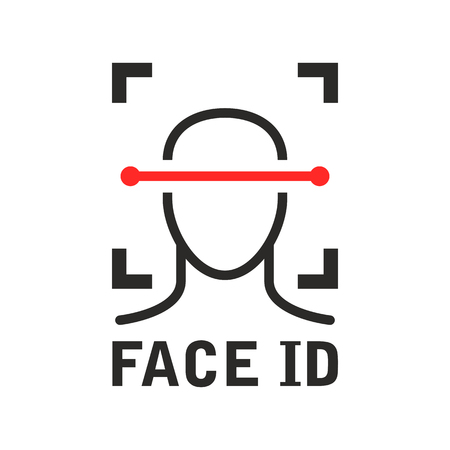 Face id icon - recognition identification scan system, face scanning processのイラスト素材