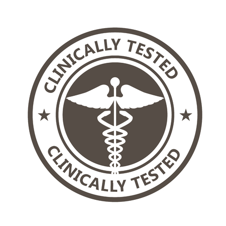 Clinically tested stamp with caduceus - clinically proven medicine, drug labelのイラスト素材