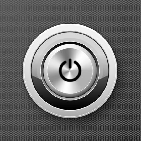 Power off-on button icon - launch push button, starter metal knobのイラスト素材