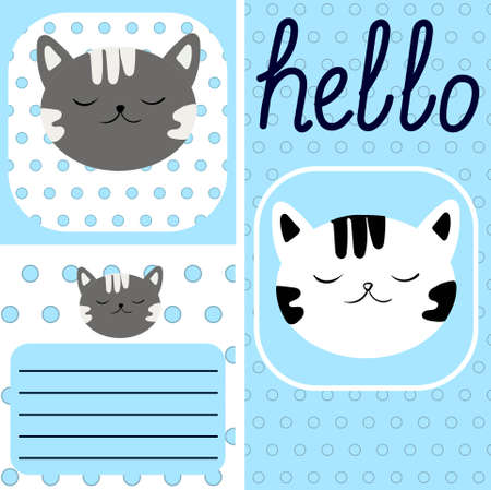 Cute hand drawn doodle baby shower cards, brochures, invitations with zebra, hippo, mice, panda, bear, black panther. Cartoon animals background. Printable templates, tags setのイラスト素材