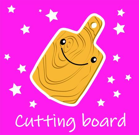 Character kitchen board on pink backgroundのイラスト素材