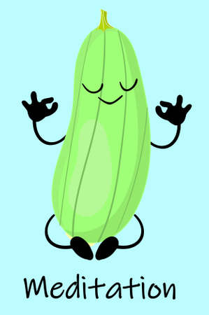 Sweet zucchini with a face and a smile.のイラスト素材