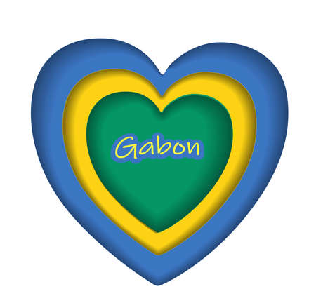 Hand draw isolated Gabon flag. Vector Illustration. National Gabon banner for design on white background.の写真素材