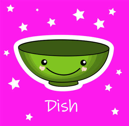 Card for the development of memory and learning.A cute Yakisoba bowl in Japan kawaii style. Yakisoba isolated on white background. Happy cartoon character anime with a funny face. Vector illustration.のイラスト素材