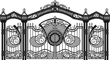 House gate and fence vector. wallpaper. FORGED PRODUCTSのイラスト素材