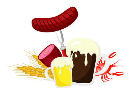 german beer festival. invitation card with beer, sausageのイラスト素材