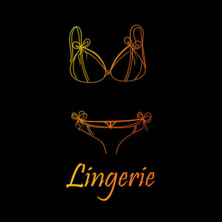 Fashionable lingerie collection for women, vector sketch illustration.の写真素材
