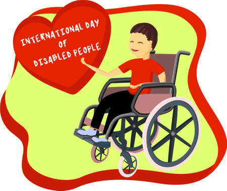 A boy with a smile on his face. Wheelchair user.のイラスト素材