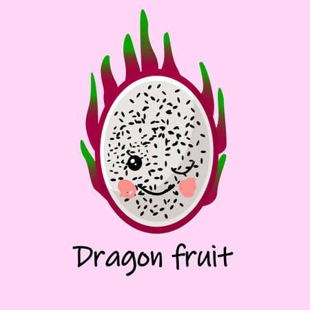 Dragon fruit pitaya. Funny fruits for educating children. Healthy food.のイラスト素材