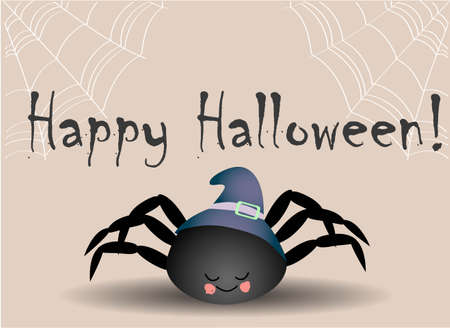 scary black spider. Horrible Halloween poster and postcard.のイラスト素材