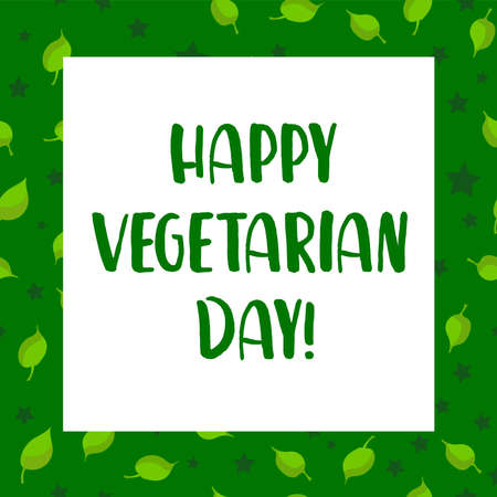 Happy vegetarian day. Greeting card. Green backgroundのイラスト素材