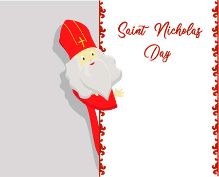 St. Nicolas day. Greeting card for the sinterclass. Holiday gifts in a red bag.のイラスト素材