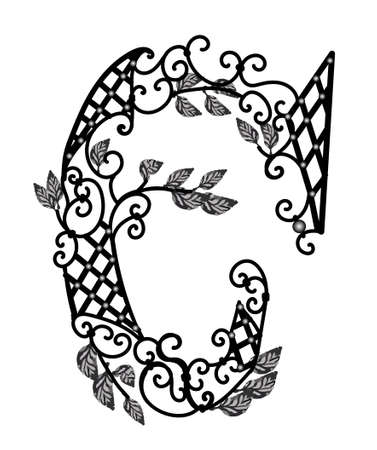 Interior and exterior design. Forged items. The fence is metal. Artistic forging.のイラスト素材