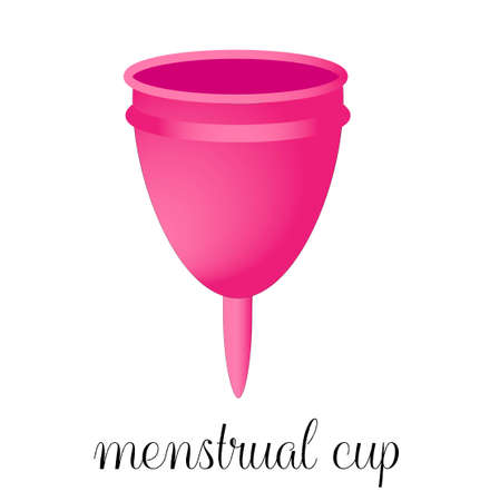 Menstrual cup. Pink color. Isolated on a white background. Environmental conservationのイラスト素材