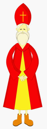 Saint Nicholas on a white background. Sinterklaas. The character is religious. Christianity for childrenのイラスト素材