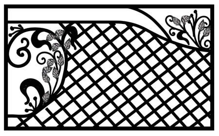Interior and exterior design. Forged items. The fence is metal. Artistic forging.のイラスト素材