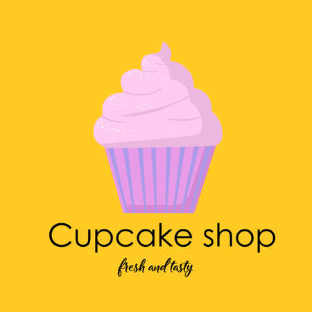 Cupcake Sweet desserts. Muffin with cream. Purple.のイラスト素材