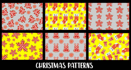 Large set of seamless patterns. Christmas and New Year. 2020. Gingerbread cookies.の写真素材