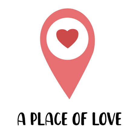 Valentine's Day. Geolocation tag. Pink color.のイラスト素材