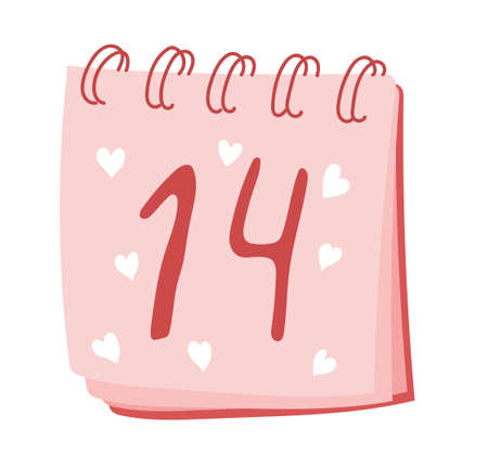Valentine's Day. Calendar with the inscription. February 14. Pink color.のイラスト素材