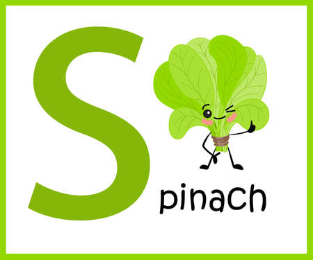 The alphabet is English. Letter s. Spinach Characterのイラスト素材