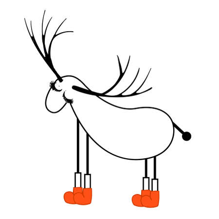 Stylized deer on a white background isolated. Element for creating design cards and posters. Reindeer. An animal with horns. Cute character.のイラスト素材