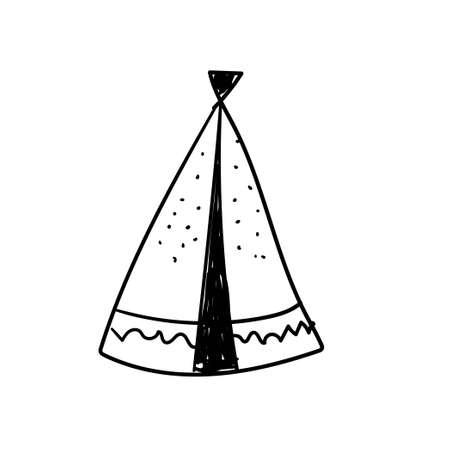wigwam isolated on a white background. Tent Eskimos. Camping housing.のイラスト素材