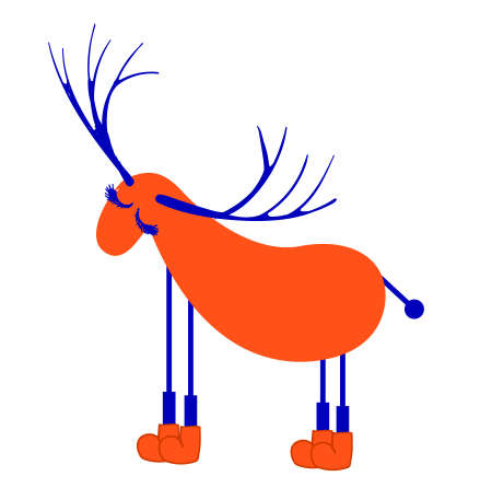 Stylized deer on a white background isolated. Element for creating design cards and posters. Reindeer. An animal with horns. Cute character.のイラスト素材