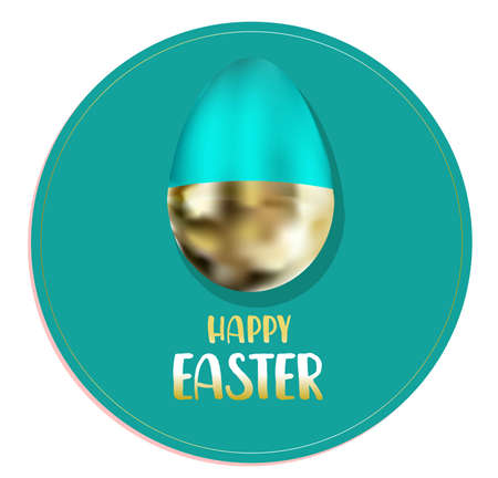 easter stickers. happy easter. Golden egg. Postcard, poster or banner waiting for the spring religious Christian holidayのイラスト素材
