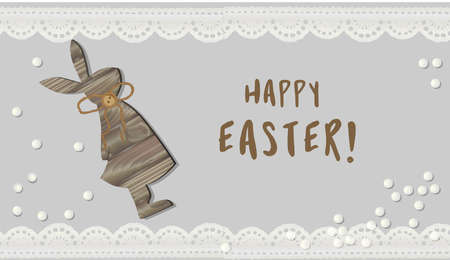 Easter. hare vector illustration. Bunny Rabbit. Wooden figurine. Decorative element for your design....